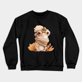 Cute Crested Gecko with Glasses and Winter Clothes Crewneck Sweatshirt